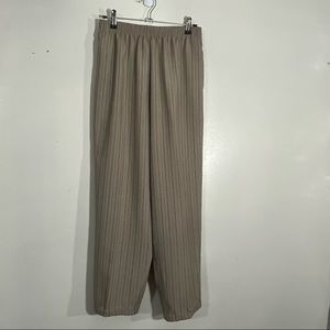 ALLISON DALEY Women Petites Crop Pants Tan Black Striped Elastic Waist Size 8P